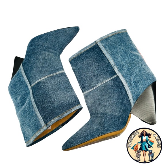 Isabel Marant Miyako Patchwork Denim Y2K Ankle Boot in Dark Blue Womens Size 11 - Picture 8 of 15